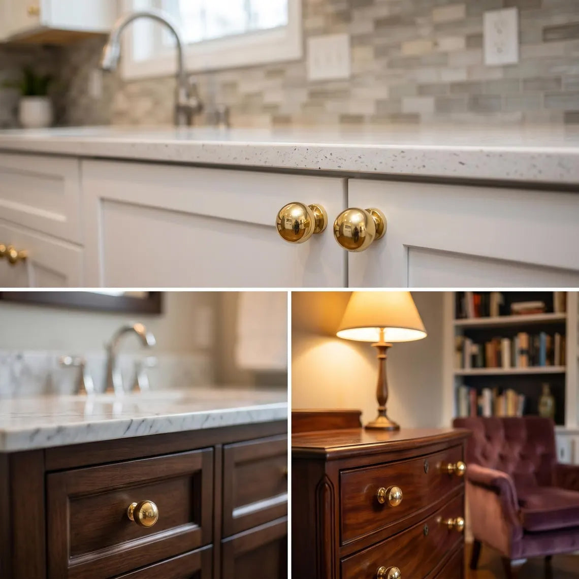 Solid Brass Round Cabinet, Drawer Knob