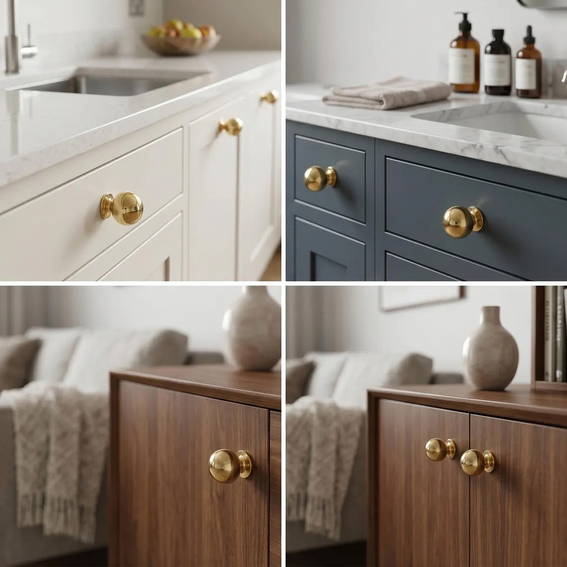 Solid Brass Round Cabinet, Drawer Knob