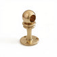 Solid unlacquered brass kitchen rail end post with spherical ball cap and mounting flange